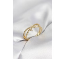 Gold Renk Zirkon Taşlı Fiyonk Model Kadın Yüzük - TJ-BYK4034