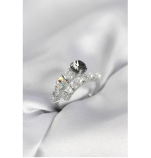 Gümüş Renk Pirinç Zirkon Taşlı İncili Kadın Yüzük - TJ-BYK4035