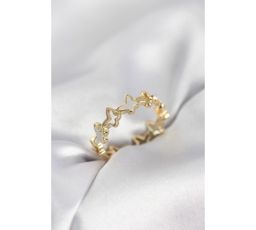 Gold Renk Kelebek Model Pirinç Kadın Yüzük - TJ-BYK4038