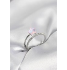 Gümüş Renk Zirkon Taşlı Pembe Halley Model Kadın Yüzük - TJ-BYK4039