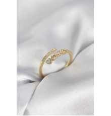 Gold Renk Zirkon Taşlı Minimal Kalp Model Kadın Yüzük - TJ-BYK4042