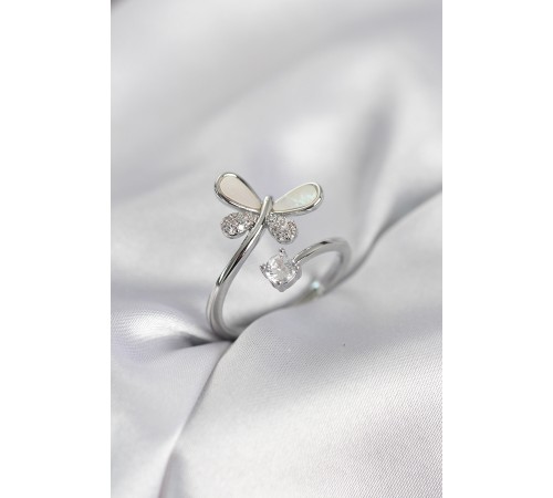 Gümüş Renk Yusufçuk Model Zirkon Taşlı Kadın Yüzük - TJ-BYK4043