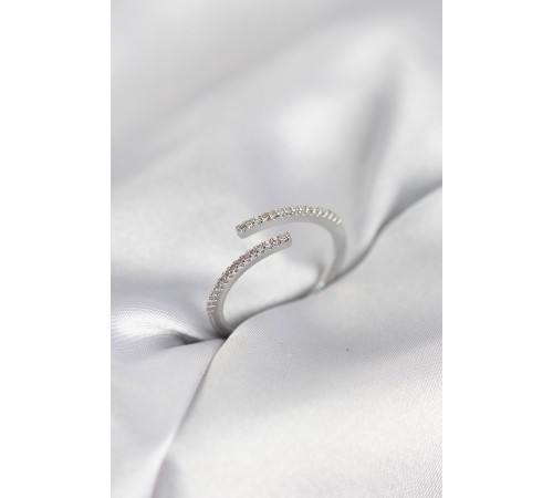 Gümüş Renk Zirkon Taşlı Yılan Tarz Kadın Yüzük - TJ-BYK4049