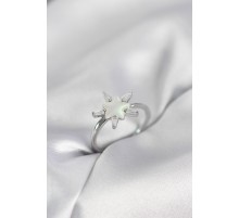 Gümüş Renk Yıldız Model Sedefli Zirkon Taşlı Kadın Yüzük - TJ-BYK4051