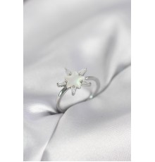 Gümüş Renk Yıldız Model Sedefli Zirkon Taşlı Kadın Yüzük - TJ-BYK4051