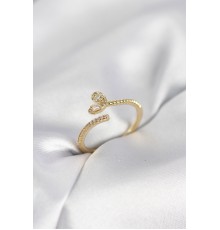 Gold Renk Pirinç Kuyruklu Kalp Model Kadın Yüzük - TJ-BYK4066