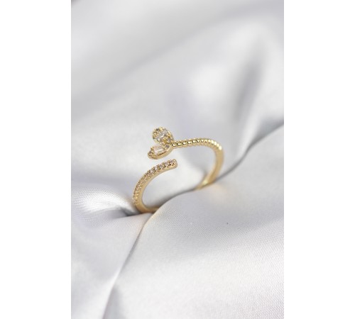 Gold Renk Pirinç Kuyruklu Kalp Model Kadın Yüzük - TJ-BYK4066