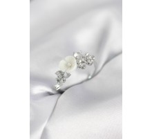 Gümüş Renk Pirinç Çiçek Model Zirkon Taşlı Kadın Yüzük - TJ-BYK4069