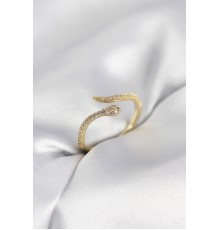Gold Renk Yılan Model Zirkon Taşlı Kadın Yüzük - TJ-BYK4072