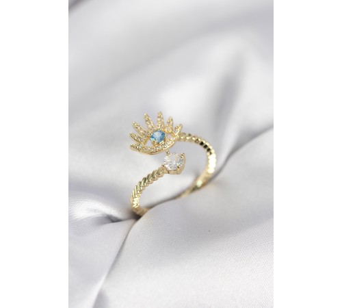 Gold Renk Göz Model Zirkon Taşlı Kadın Yüzük - TJ-BYK4074