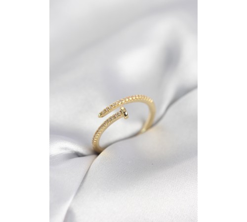 Çivi Model Zirkon Taşlı Gold Renk Kadın Yüzük - TJ-BYK4076