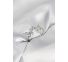 Kelebek Model Zirkon Taşlı Gümüş Renk Kadın Yüzük - TJ-BYK4077