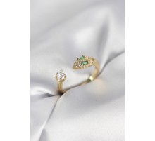 Yılan Model Zirkon Taşlı Gold Renk Kadın Yüzük - TJ-BYK4080