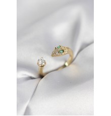 Yılan Model Zirkon Taşlı Gold Renk Kadın Yüzük - TJ-BYK4080