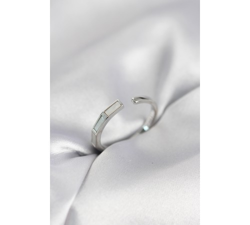 Gümüş Renk Sedefli Çubuk Model Kadın Yüzük - TJ-BYK4081