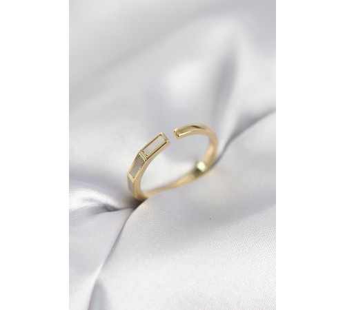 Gold Renk Sedefli Çubuk Model Kadın Yüzük - TJ-BYK4082