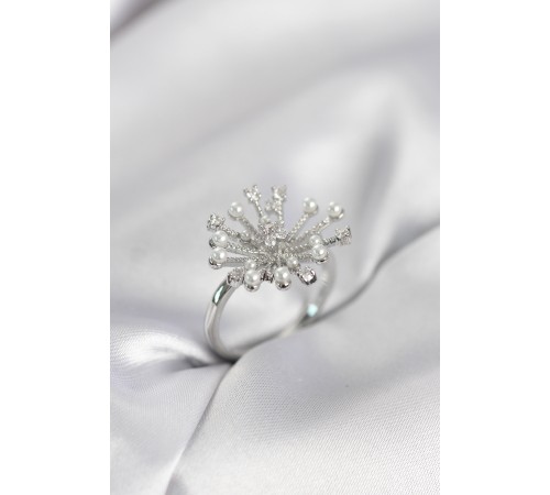 Gümüş Renk Karahindiba Model Zirkon Taşlı Kadın Yüzük - TJ-BYK4085