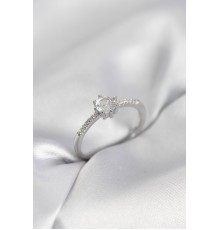 Tek Taş Model Gümüş Renk Zirkon Taşlı Kadın Yüzük - TJ-BYK4087
