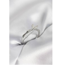 Gümüş Renk Kuyruklu Kelebek Model İncili Kadın Yüzük - TJ-BYK4091