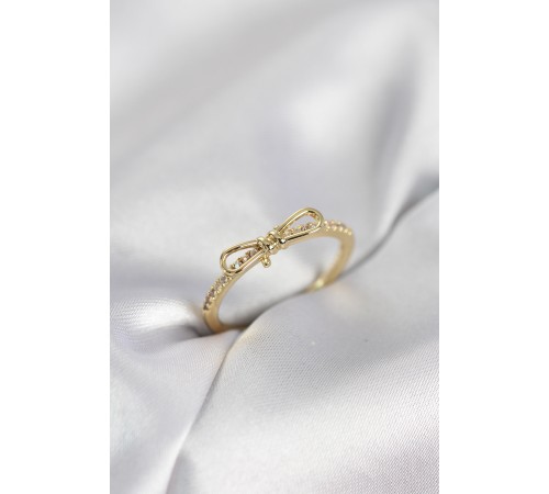 Fiyonk Model Zirkon Taşlı Gold Renk Kadın Yüzük - TJ-BYK4097