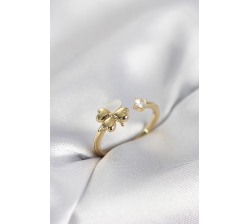 Gold Renk Yonca Model Sedefli Kadın Yüzük - TJ-BYK4103