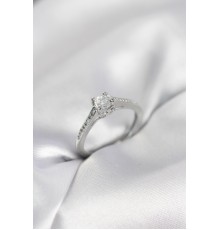 Tek Taş Gümüş Renk Zirkon Taşlı Model Kadın Yüzük - TJ-BYK4104