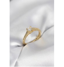 Tek Taş Gold Renk Zirkon Taşlı Model Kadın Yüzük - TJ-BYK4105