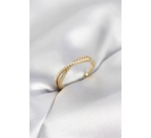 İncili ve Zirkon Taşlı Gold Renk Kadın Yüzük - TJ-BYK4107