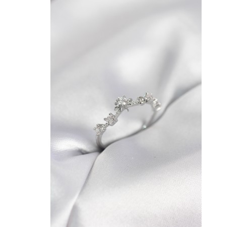 Gümüş Renk Gece Temalı Zirkon Taşlı Kadın Yüzük - TJ-BYK4110