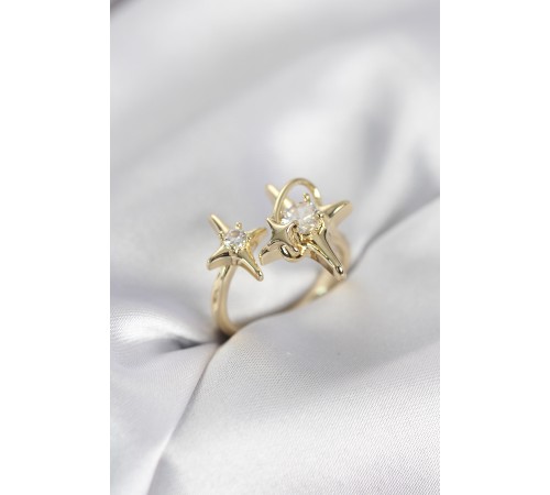 Gold Renk Kutup Yıldızı Model Zirkon Taşlı Kadın Yüzük - TJ-BYK4125