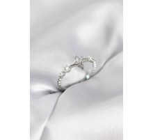 Minimal Kutup Yıldızı Model Zirkon Taşlı Gümüş Renk Kadın Yüzük - TJ-BYK4126