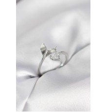 Balık Kuyruğu Model Gümüş Renk Zirkon Taşlı Kadın Yüzük - TJ-BYK4128