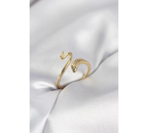 Gold Renk Yılan Model Zirkon Taşlı Kadın Yüzük - TJ-BYK4133