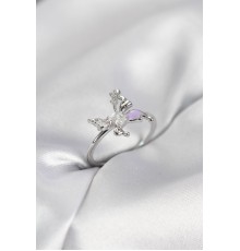 Gümüş Renk Kelebek Model Zirkon Taşlı Kadın Yüzük - TJ-BYK4138