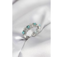 Mavi Taşlı Gümüş Renk Vintage Kadın Yüzük - TJ-BYK4140