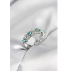 Mavi Taşlı Gümüş Renk Vintage Kadın Yüzük - TJ-BYK4140