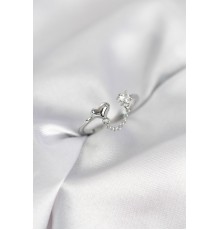 Zincir Sallantılı Kalp Model Gümüş Renk Kadın Yüzük - TJ-BYK4142