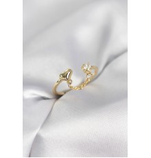 Zincir Sallantılı Kalp Model Gold Renk Kadın Yüzük - TJ-BYK4143