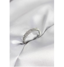 Gümüş Renk Motif Desenli Zirkon Taşlı Kadın Yüzük - TJ-BYK4144