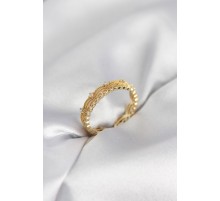 Gold Renk Motif Desenli Zirkon Taşlı Kadın Yüzük - TJ-BYK4145