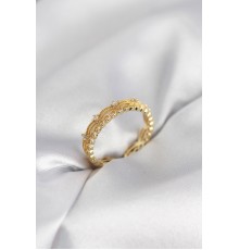 Gold Renk Motif Desenli Zirkon Taşlı Kadın Yüzük - TJ-BYK4145