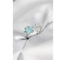 Gümüş Renk Turkuaz Yıldız Model Kadın Yüzük - TJ-BYK4146
