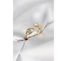 Gözyaşı Model Gold Renk Zirkon Taşlı Kadın Yüzük - TJ-BYK4153
