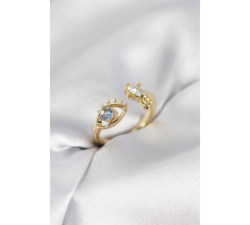 Gözyaşı Model Gold Renk Zirkon Taşlı Kadın Yüzük - TJ-BYK4153
