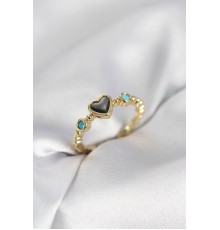 Gold Renk Hematit Taşlı Kadın Yüzük - TJ-BYK4155