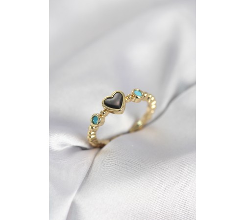 Gold Renk Hematit Taşlı Kadın Yüzük - TJ-BYK4155