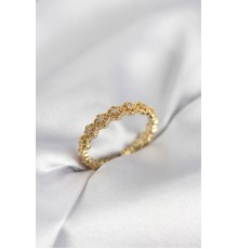 Sıralı Çiçek Model Gold Renk Zirkon Taşlı Kadın Yüzük - TJ-BYK4157