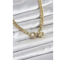 Kalp Detaylı Gold Renk Pirinç Kadın Kolye - TJ-BKO11009