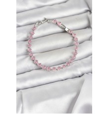 Pembe Kare Zirkon Taşlı Gümüş Renk Pirinç Su Yolu Kadın Bileklik - TJ-BB8323