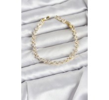 Kare Zirkon Taşlı Gold Renk Pirinç Su Yolu Kadın Bileklik - TJ-BB8326